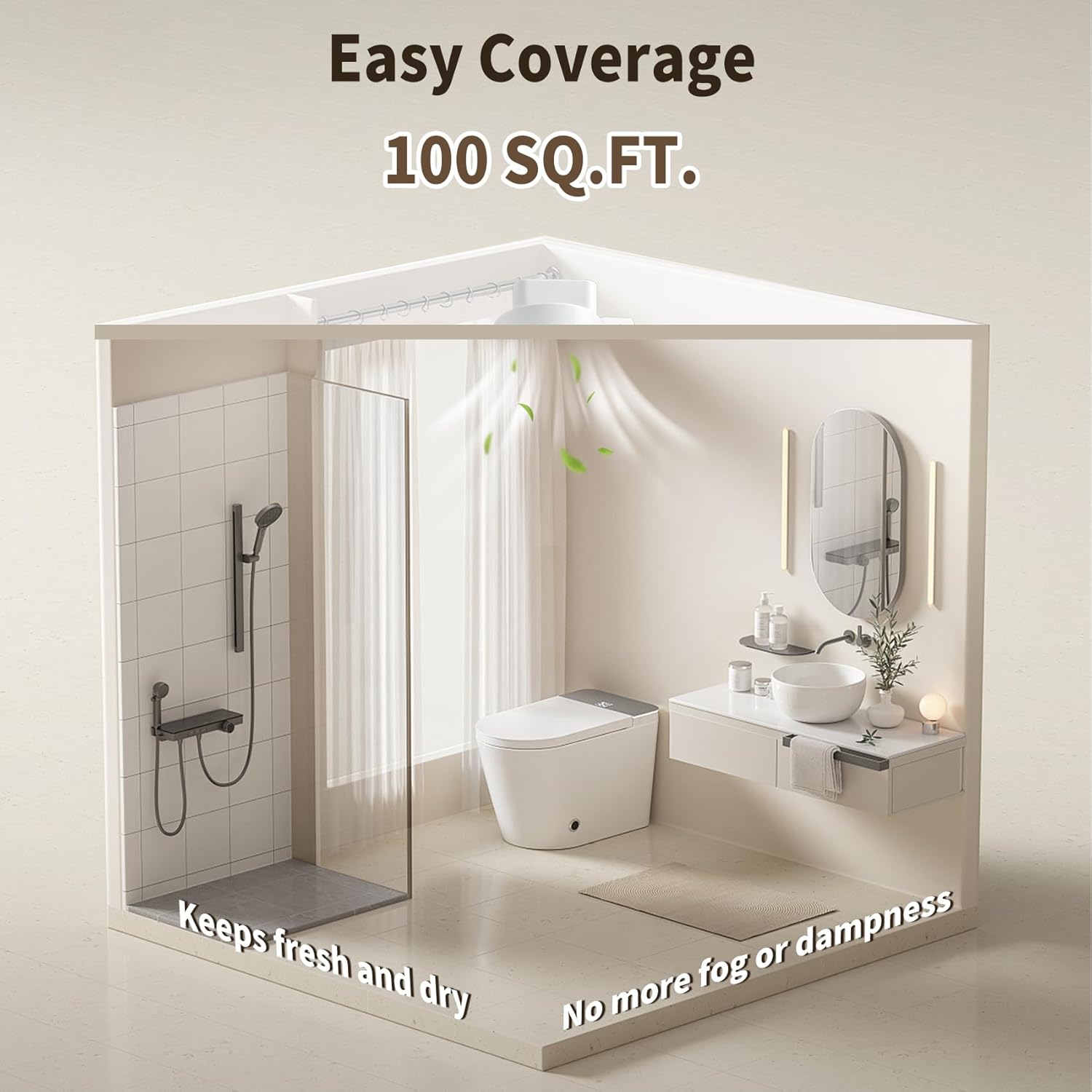 10" Bathroom Exhaust Fan with LED Light, Ultra Quiet Square Bath Fan Light Combo, Ceiling Mount, 110 CFM 1.0 Sones, 4" Duct, 8x8 Mount