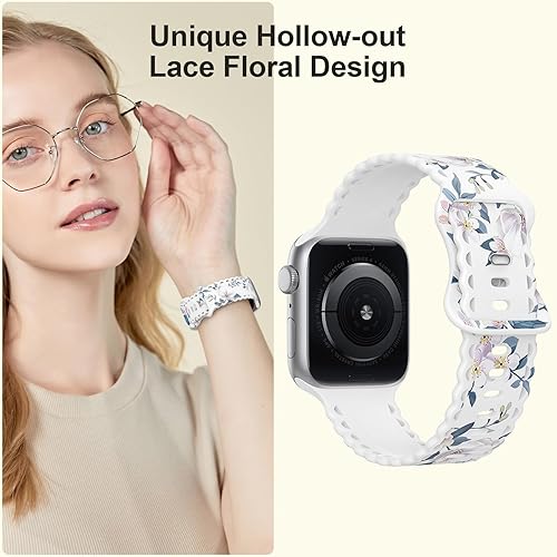 Miniatura 4 de Correa de encaje de flores compatible con Apple Watch Band de 1.575 pulgadas, 1.732 pulgadas, 1.614 pulgadas, 1.772 pulgadas, 1.496 pulgadas, 1.654