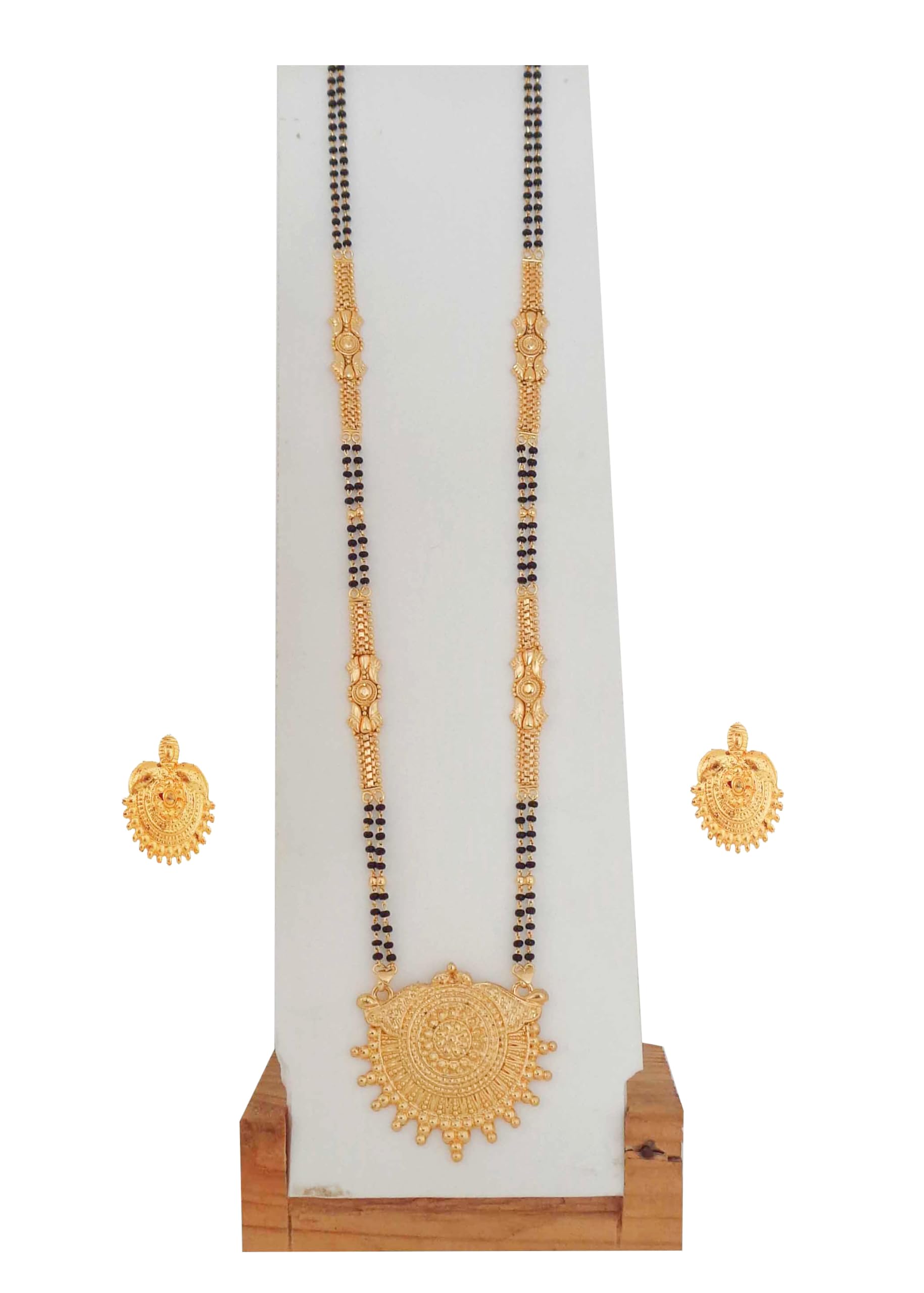 28 inch Brass Charming Gold Plated Long Chain Black Beads Mangal Sutra Tali/Tanmaniya/Nallapusalu/Mangalsutra for Women-image-41