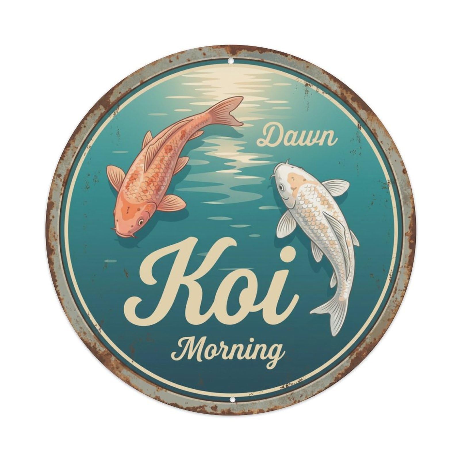 Koi Fish Dawn Morning Waters Sunrise Light Fresh Start Metal Tin Sign