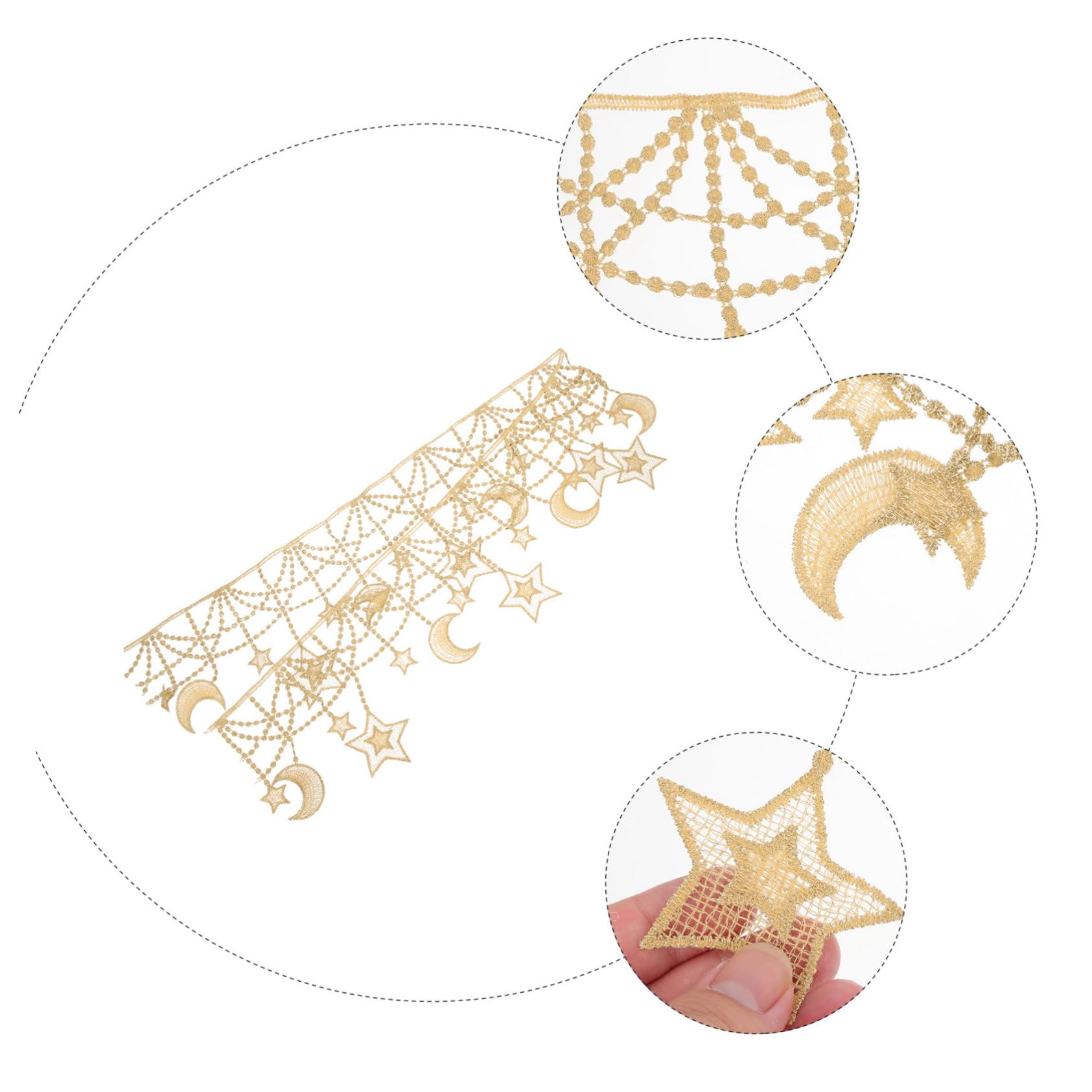 TEHAUX 4piezas Cinta De Encaje Diseño De Estrellas y Adorno Para Manualidades y Ropa Trim De Para Costura