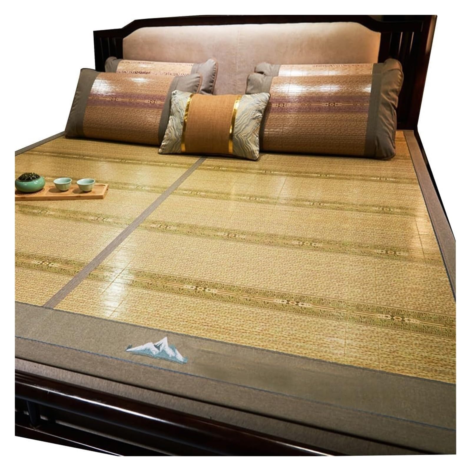 CVdrtyED Human Cooling Mat Summer Sleeping Mat Bamboo Cooling Mattress Bedding Double-Sided Folding Ice Silk Durable Smooth(D,1.5 * 1.95M/59 * 77in)