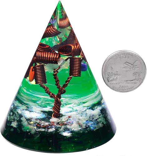 Miniatura 2 de Rockcloud Pirámide de orgón de cristal curativo, con árbol de la vida de alambre de cobre, generador de energía de cristales para meditación,