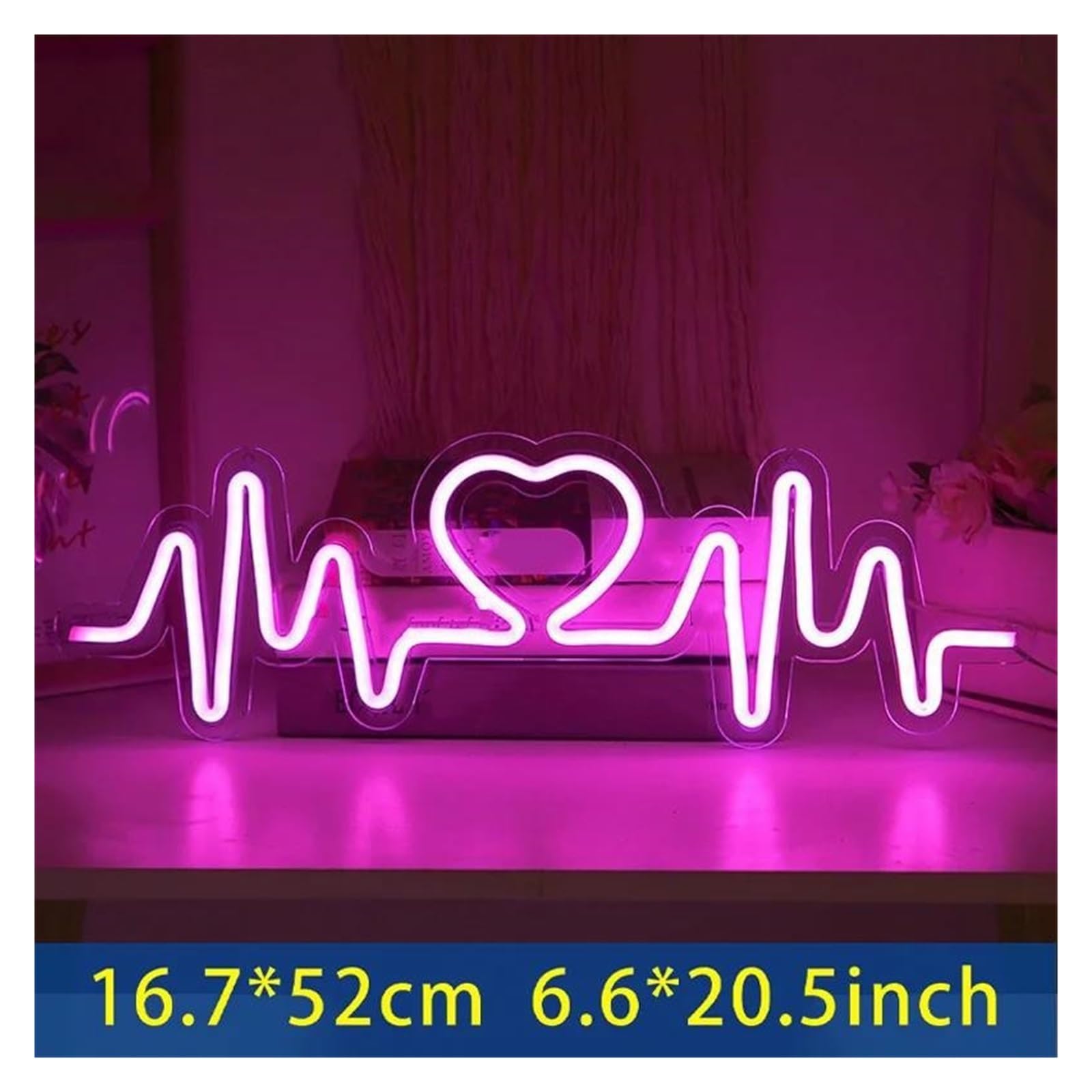 Wiszące neony artystyczne Bicie Serca Neon LED Do Pokoju Sypialnia Bar Ścienny Dekoracja Świąteczna Wesele Neon Lampka Nocna(Heart-Pink)