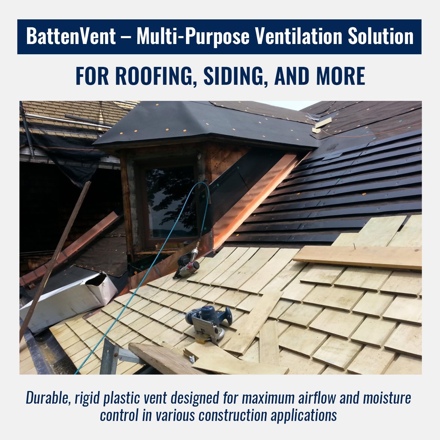BattenVent 2-3/8” x 4-Ply x 3/4” Thick x 37” Long – Multi-Purpose Vent for Roofing & Siding - 60 Pieces - 180 feet