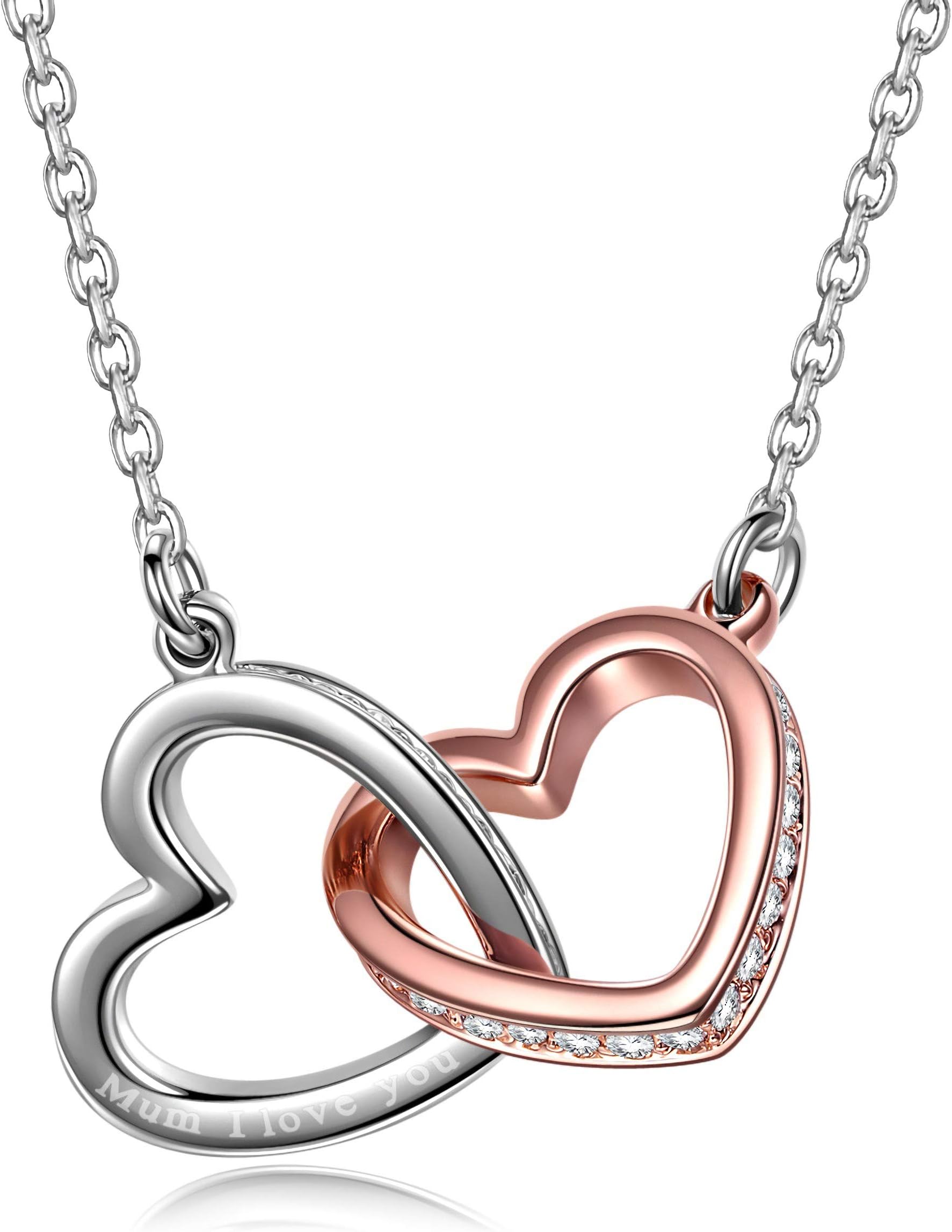 Best Friend Necklaces, Valentine's Day Gifts, My Destiny Necklace for Women, Rose Gold Plate Heart Pendant Necklace with Engrave, Jewellery Box