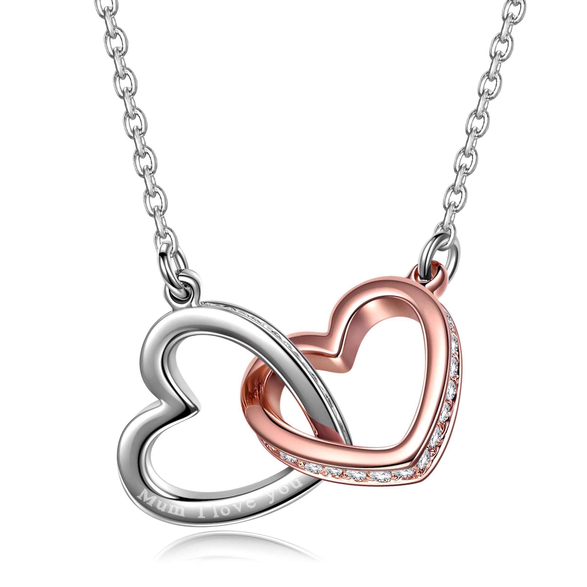 Best Friend Necklaces, Valentine's Day Gifts, My Destiny Necklace for Women, Rose Gold Plate Heart Pendant Necklace with Engrave, Jewellery Box
