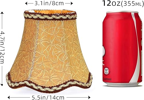 Vista 2 de Fuloon Clip on Chandelier Lamp Shades, 3.14x5.51x4.72 in, Small Sconce Shades for Candelabra Bulbs, Rustic/European/French Country Style(6 Pack, Café