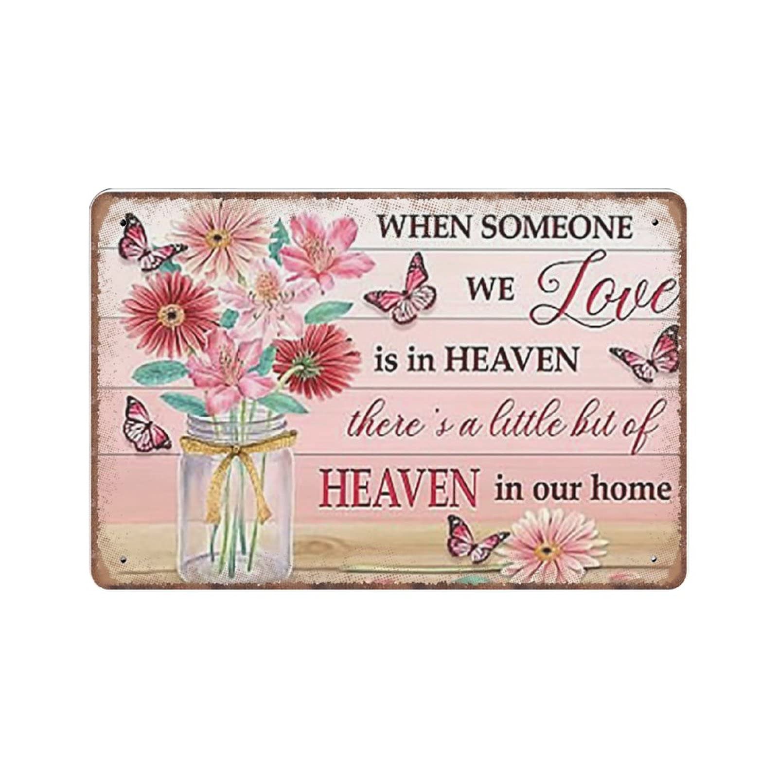 rayprint Heaven in Our Hearts Father's Day Mother's Day Tin Signs Retro Funny Metal Sign Vintage Poster Wall Art for Kitchen Garden Bathroom Farm Home Coffee Decor Tin Sign, 20x30 cm