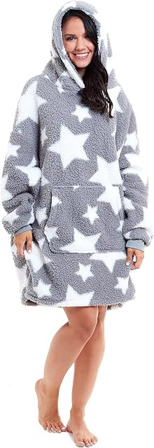 Slumber Hut Hoodie Wearable Blanket Ultra Soft Fleece Snuggle Poncho Loungewear Hooded Top Oversized Comfy Cosy Sweatshirt Throw Cover - One Size for Womens Mens Adults Boys Girls Kids