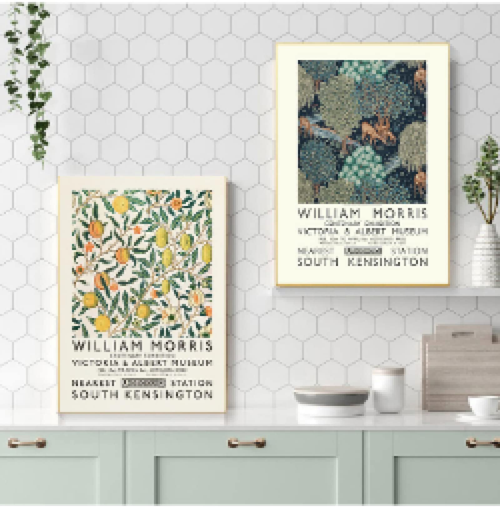 LINKGIN Home London Underground Art Nouveau Painting Wall Decor William Morris Canvas Prints Museum Exhibition Poster Fall Decor 91x70cmx2pcs senza cornice
