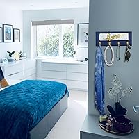 Vista 8 de Soporte para llaves montado en la pared, colgador decorativo para llaves con 5 ganchos, sin daños para llaves de pared, gancho autoadhesivo