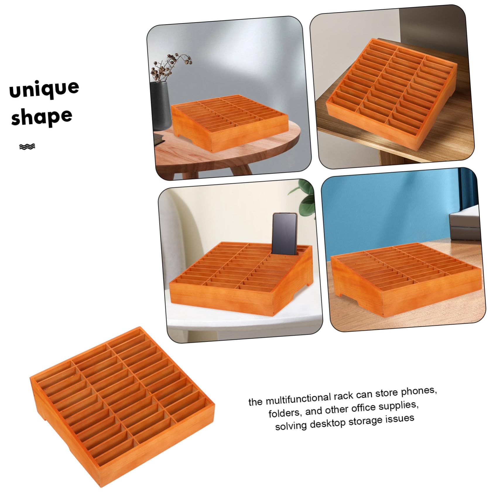 Set di organizer da scrivania in bambù con 2 scatole portaoggetti per telefoni cellulari, organizer per cassetti, portapenne, libri, accessori da scrivania per ufficio e auto.