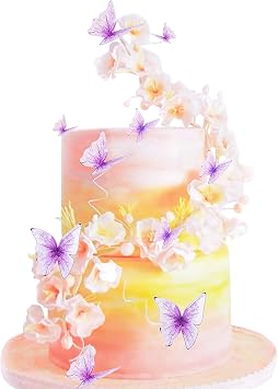 Pack of 30 Purple Color Mixed Size Lively 3D Waterproof Butterfly Cupcake Topper for Girls Womens Happy Birthday Wedding Party Cake Wall Party Food Decorations