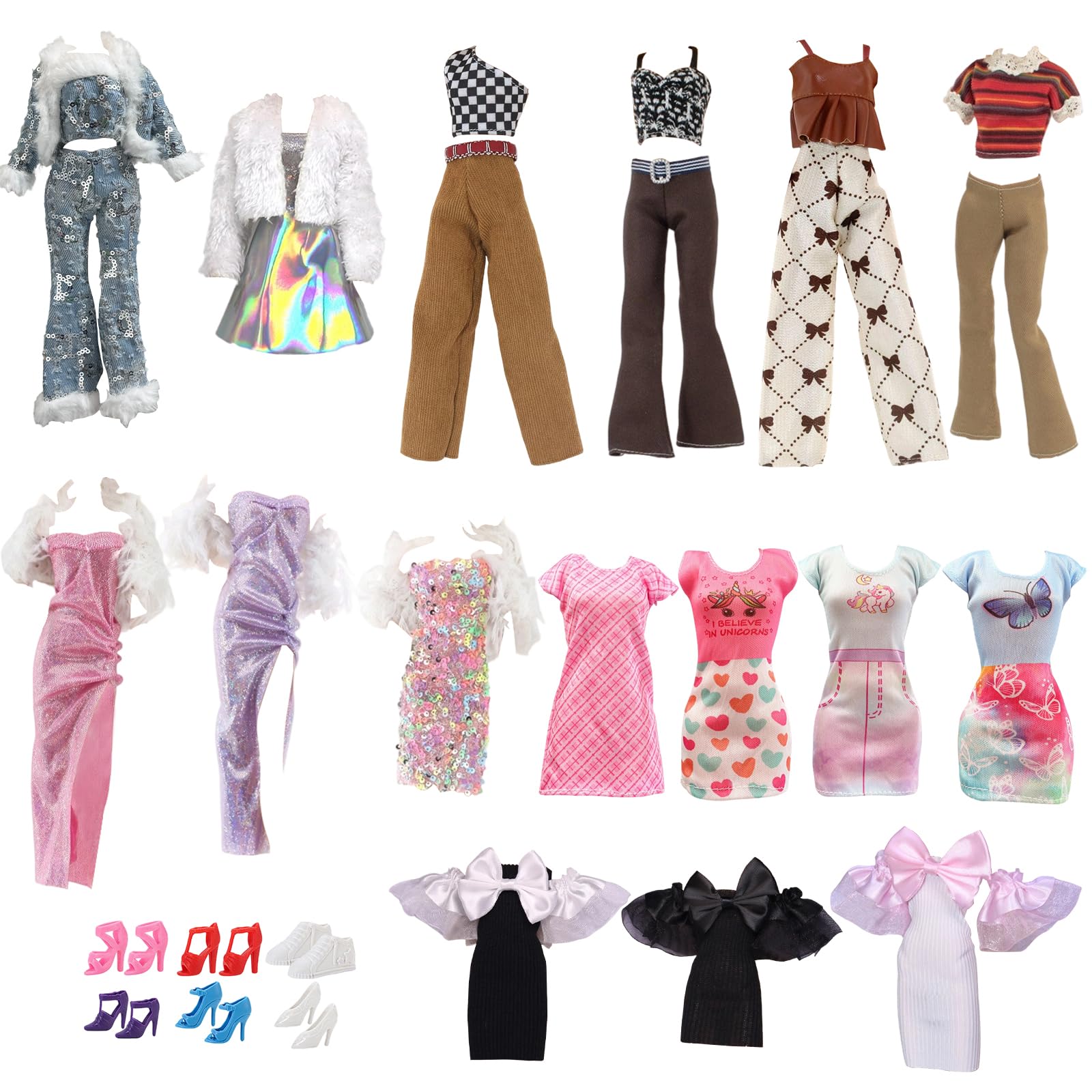 12Pcs Doll Clothes and Accessories Compatible with Barbie