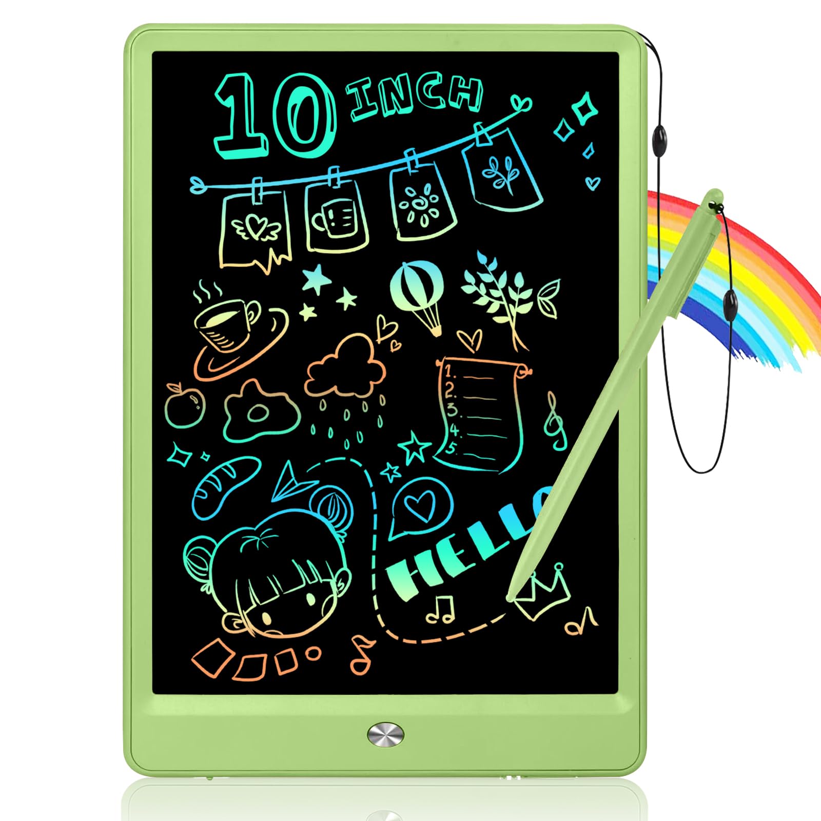 EooCoo LCD Writing Tablet for Kids, Road Trip Essentials 10 Inch Kids Drawing Pad, No Mess Coloring Books for Toddler, Travel Toys Car Airplane Activities, Birthday Gifts for 3-8 Years Old Girls Boys