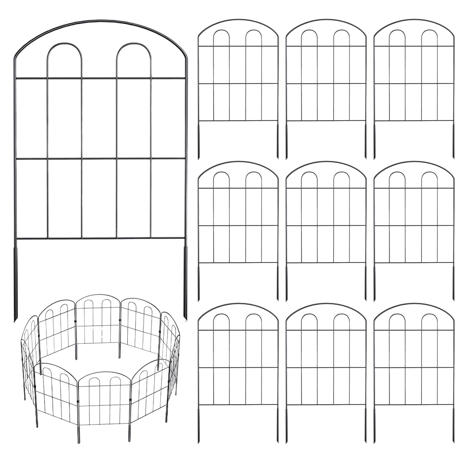 Ogrodzenie ogrodowe, dekoracyjne metalowe ogrodzenie druciane, 22,83 x 12,6 arched edging ground fense, ochrona ro?lin outdoorowych, bariera dla zwierz?t do lawn, ro?lin i podwórka