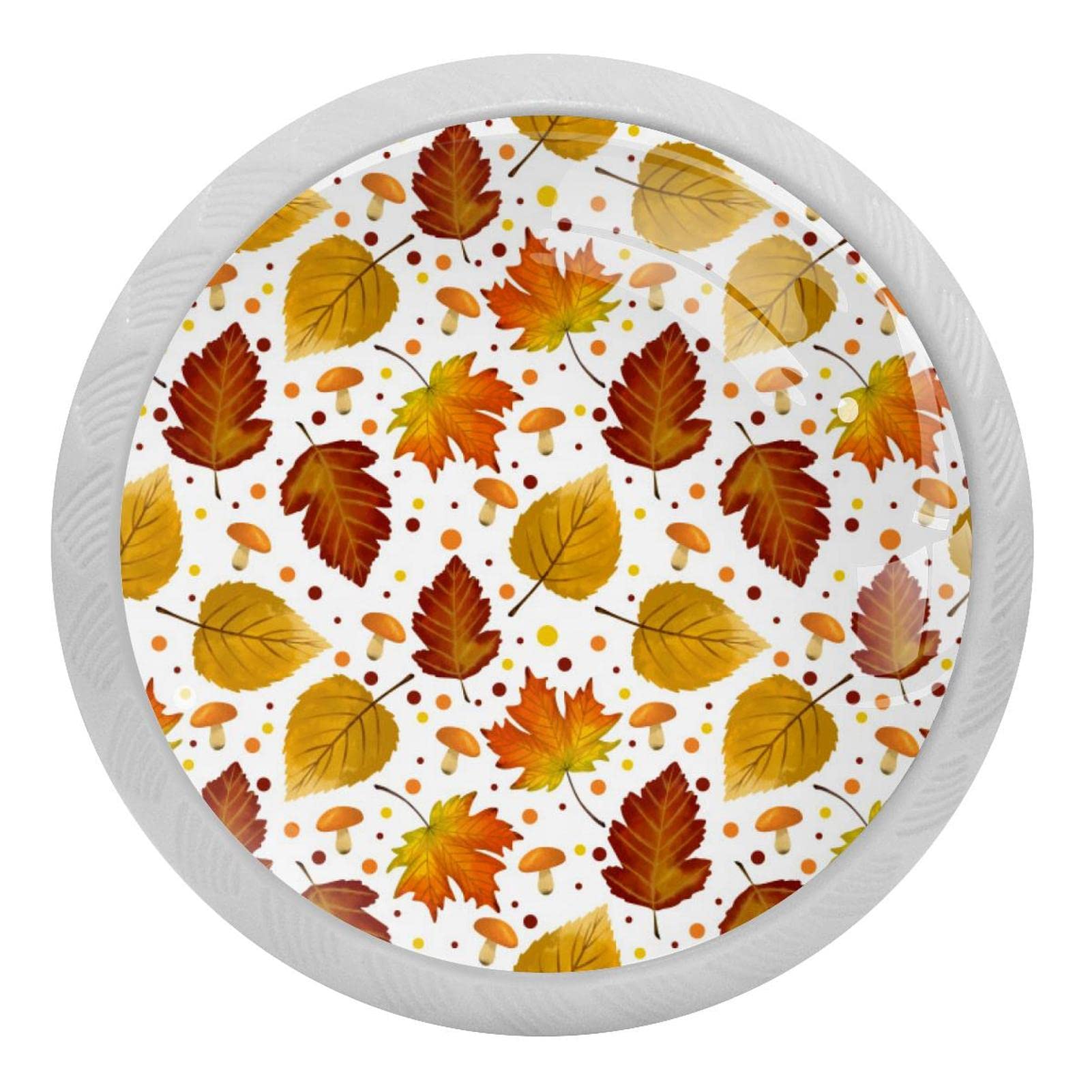 Poignées rondes de placard de cuisine fluorescentes motif feuilles d'automne