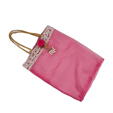 Plain Bridal Embridery Potli Pink