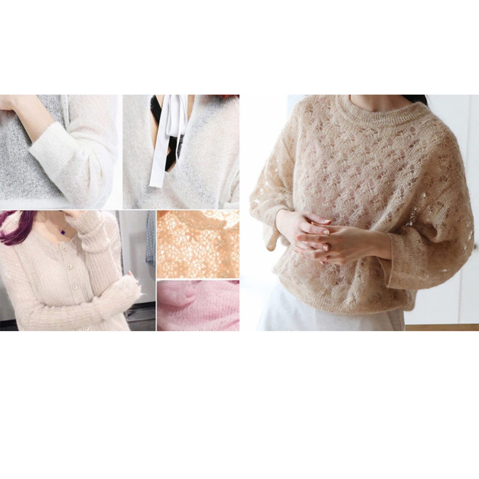 Hilo de Cachemira y Mohair 50 g, 2 ovillos Lana Suave Seda for Tejer Chal, suéter Crochet(A)