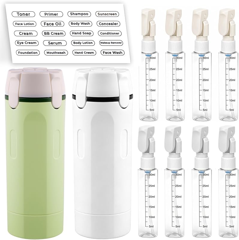 Winb Conjunto de Frascos Recarregáveis para Viagem 4 em 1, 4 Frascos de 30 mL com Estojo