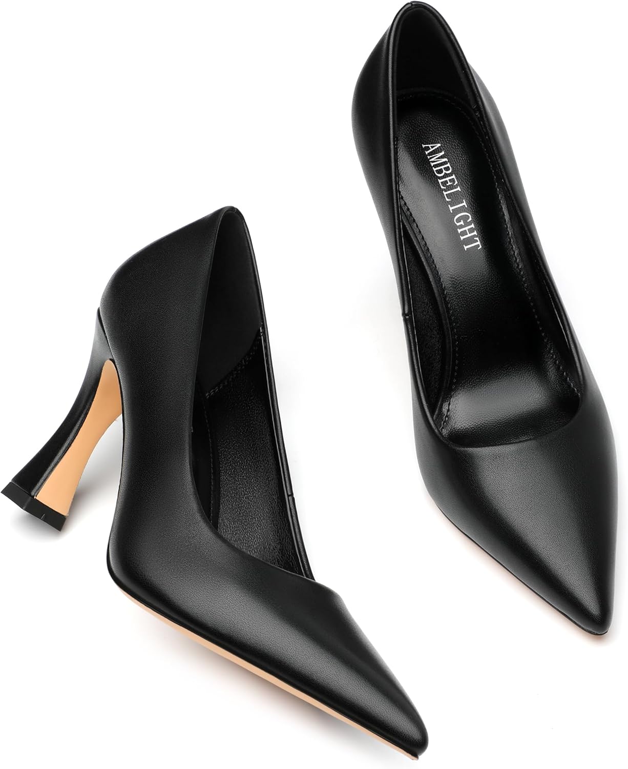 AMBELIGHT Women's Pointed Toe Stiletto Pumps 3.2 Inch High Heels Slip On Classic Comfort Dress Shoes for Wedding Party Office Work - Image 5