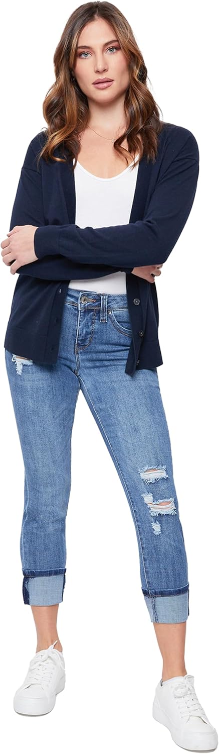 Royalty for Me Womens Royalty for Me Women's Petite Wannabettabutt Mid Rise Mega Cuff Jeans - Image 4