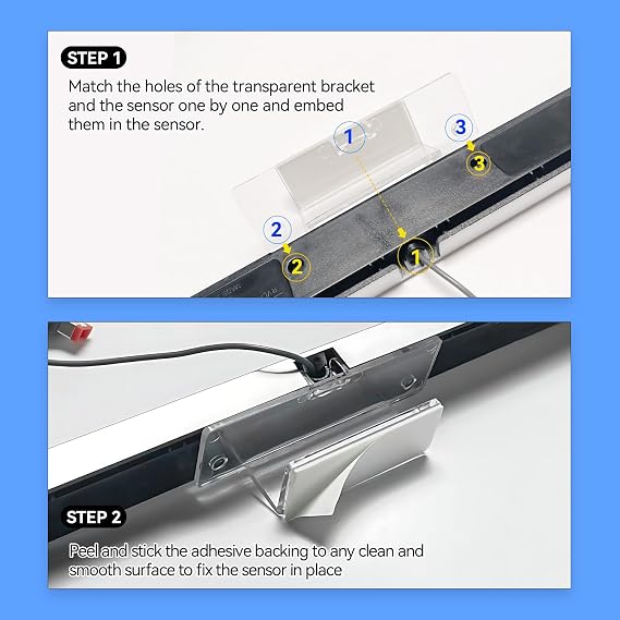 Replacement Sensor Bar Compatible with Nintendo Wii & Wii U Console – IR Motion Ray Sensor Accessories with Clear Stand for Wii Remote (Wii U/Wii Compatible)