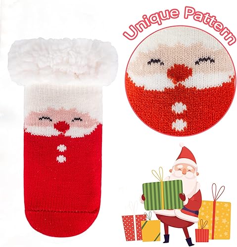Miniatura 4 de FENELY 3 Pares de Calcetines de Pantuflas para Niños y Niñas, Cálidos de Invierno, Forrados de Sherpa, Suaves, Afelpados, Antideslizantes