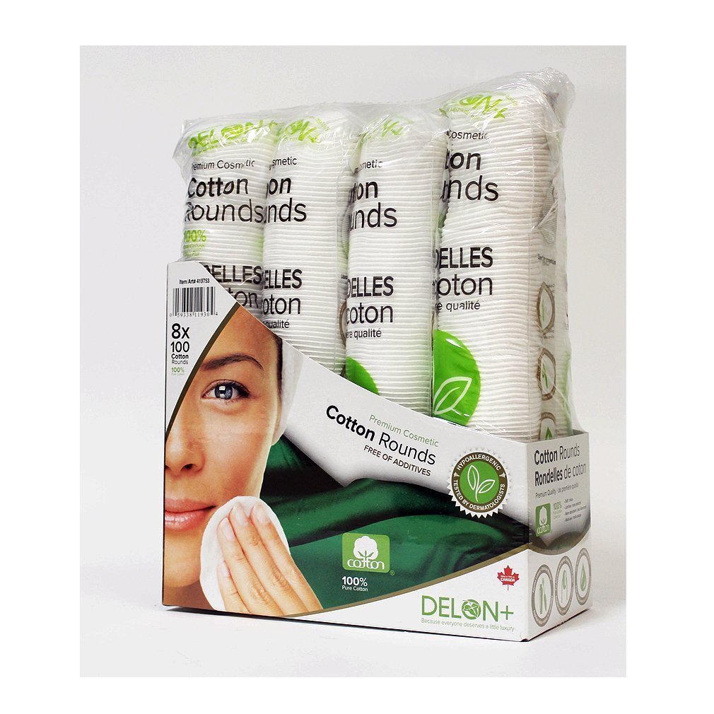 Delon 100% Cleansing Cotton Rounds, 800 Count by Delon 100% Cleansing Cotton