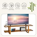 Bamboo TV Stand for TVs up to 65", Accent Entertainment Center with Storage, Modern Console Table with Shelf, Media TV Stand for Living Room, Bedroom, 55"(L), Walnut