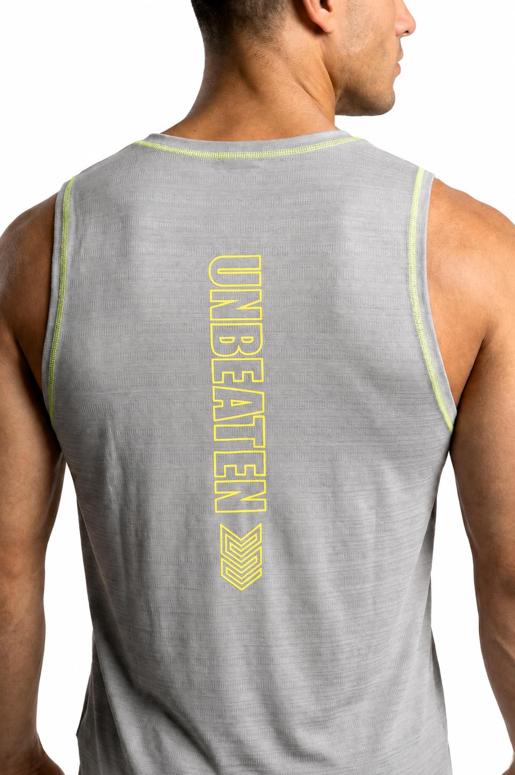 unbeaten Polyster Men's Sleeveless Gym Vest Singlet | Black | Jacquard Breathable Workout Tank Top | Quick Dry Sports Vest for Gym, Running, Training-picture-22