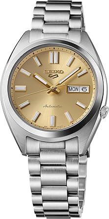 Seiko 5 Sport Mens Automatic Watch with Stainless Steel Case and Luminous Hands - Stylish Watch Gold