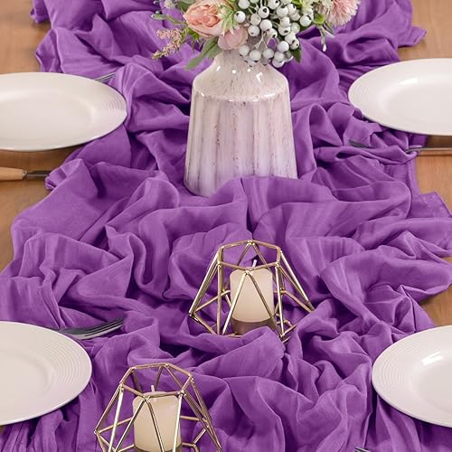 Miniatura 10 de MLMW Paquete de 6 caminos de mesa de gasa a granel de 14 pies de gasa de 35 x 170 pulgadas, camino de mesa rústico de tela de queso para bodas, baby