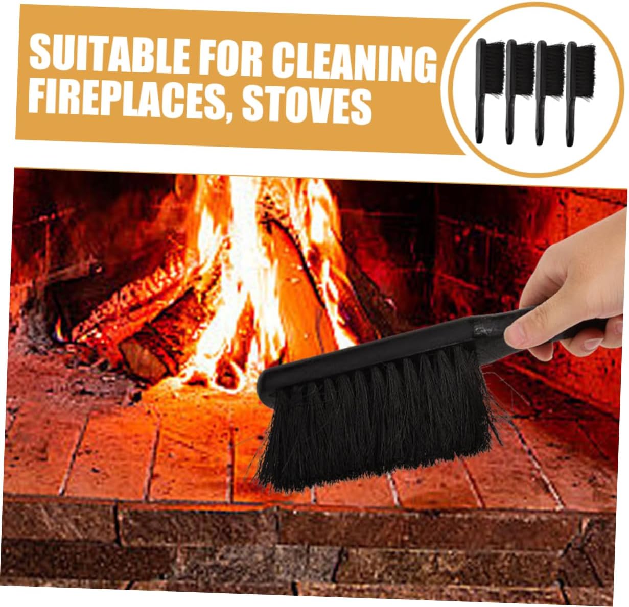 4pcs Fireplace Tools Handheld Hearth Brush for Fire Pit Ash Cleaning Tabletop Fireplace Desktop Accessories