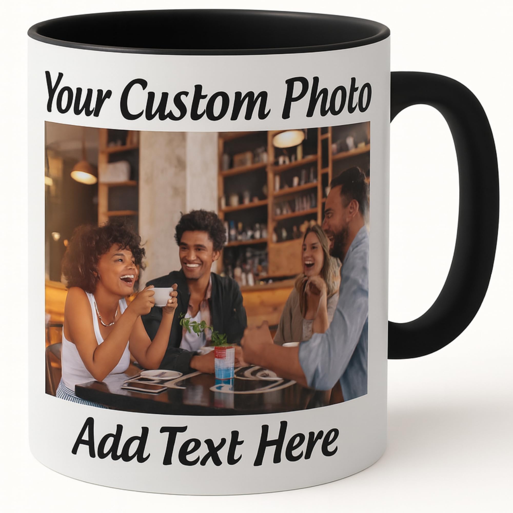 Custom Photo Text or Logo Personalized Coffee Mug 11oz Ceramic Dishwasher Microwave Safe Double Sided Print Glossy Finish