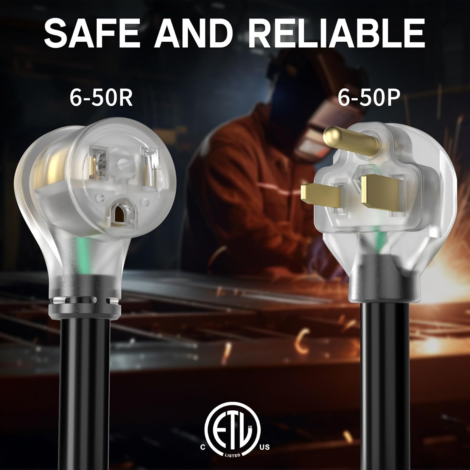 25FT 25 Amp 12 Gauge 3 Prong Welder Extension Cord, NEMA 6-50P to NEMA 6-50R, Heavy Duty 250V Welding Extension Cable with LED Indicator，for Lincoln, Plasma, Miller, SJTW, ETL Listed