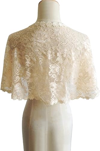 Miniatura 7 de MisShow Bolero - Cubre hombros para mujer con apliques de encaje, para boda o novia