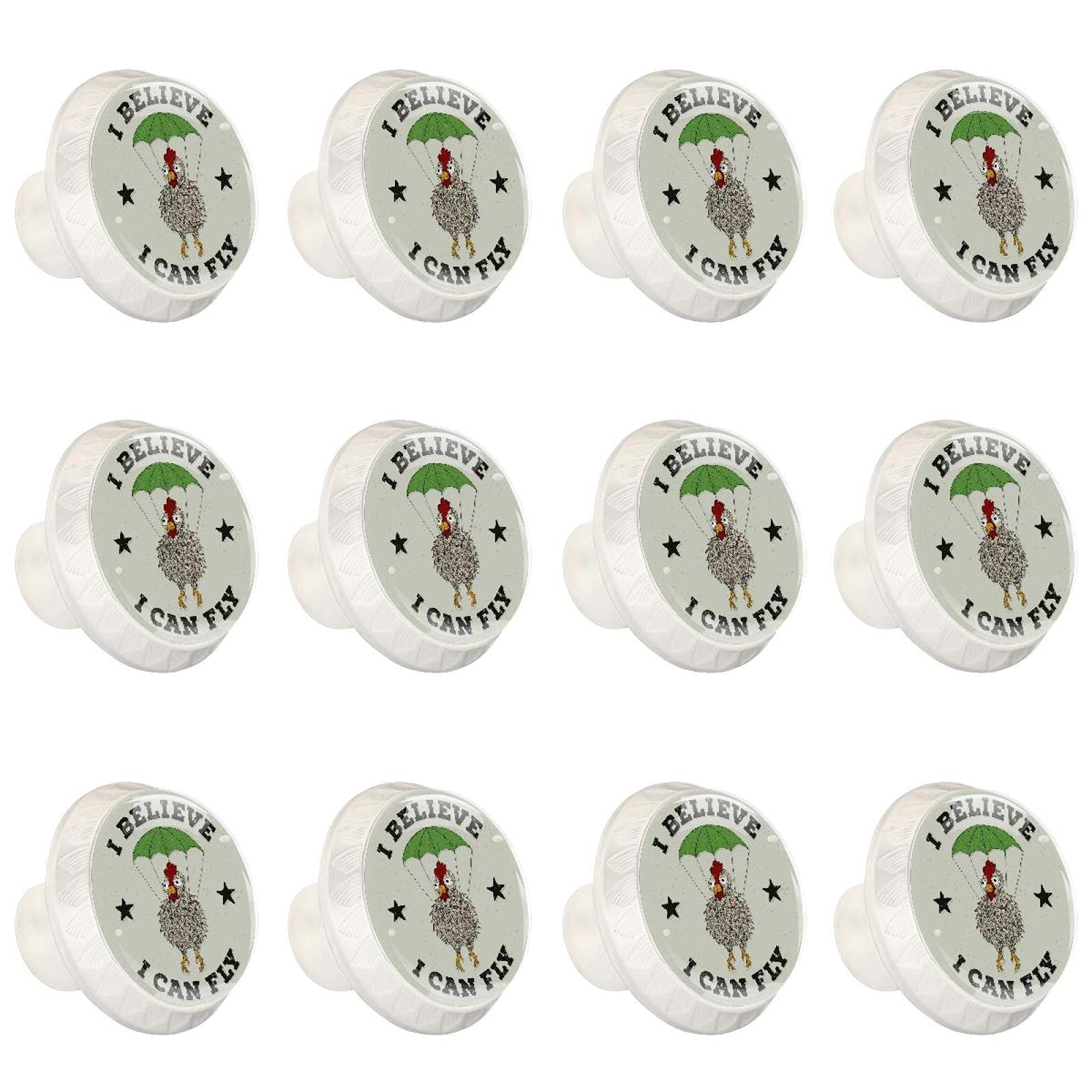 Boutons de placard de cuisine au motif poule amusant pour tiroir et armoire