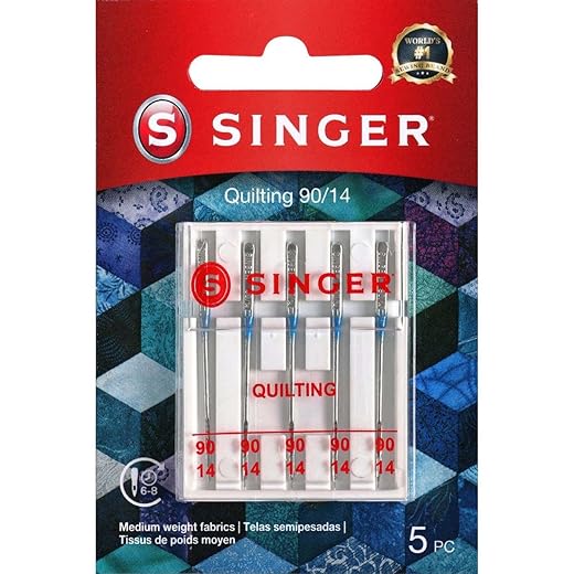SINGER 04714 Size 90/14 Universal Machine Quilting Needles, 5-Count , White