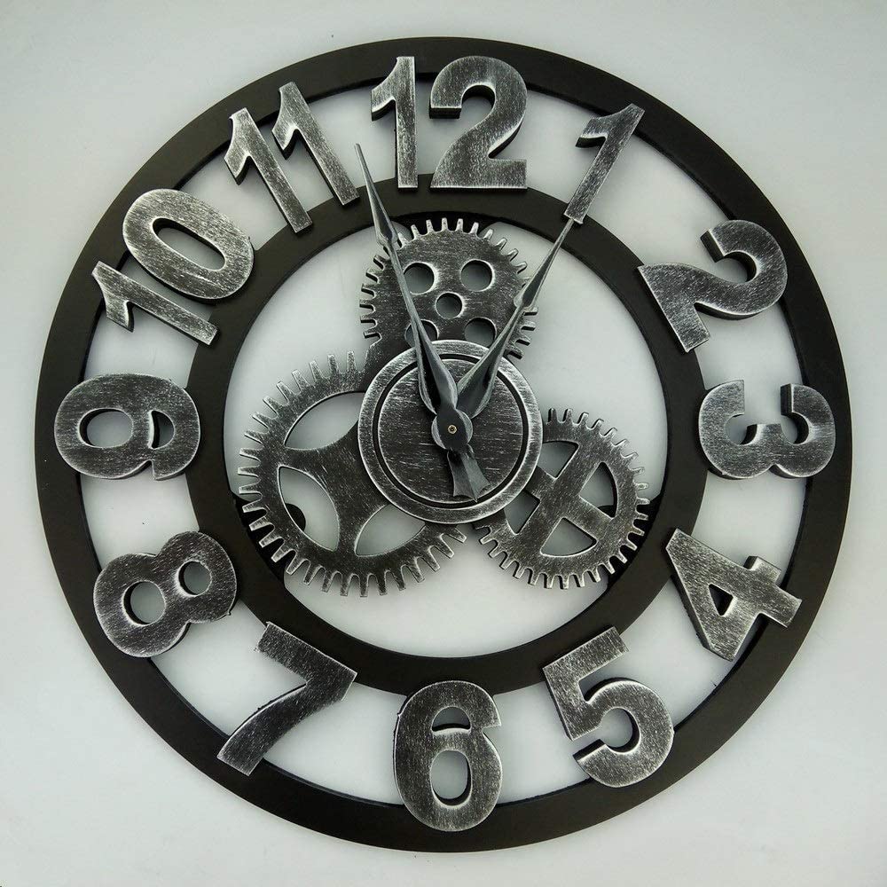 Reloj de Pared de Estilo Industrial, Gear Retro Sala de Estar Reloj de Pared multifunción Creative Mute Bar Mostrador Restaurante Tienda de Ropa Reloj de Pared Reloj de Pared