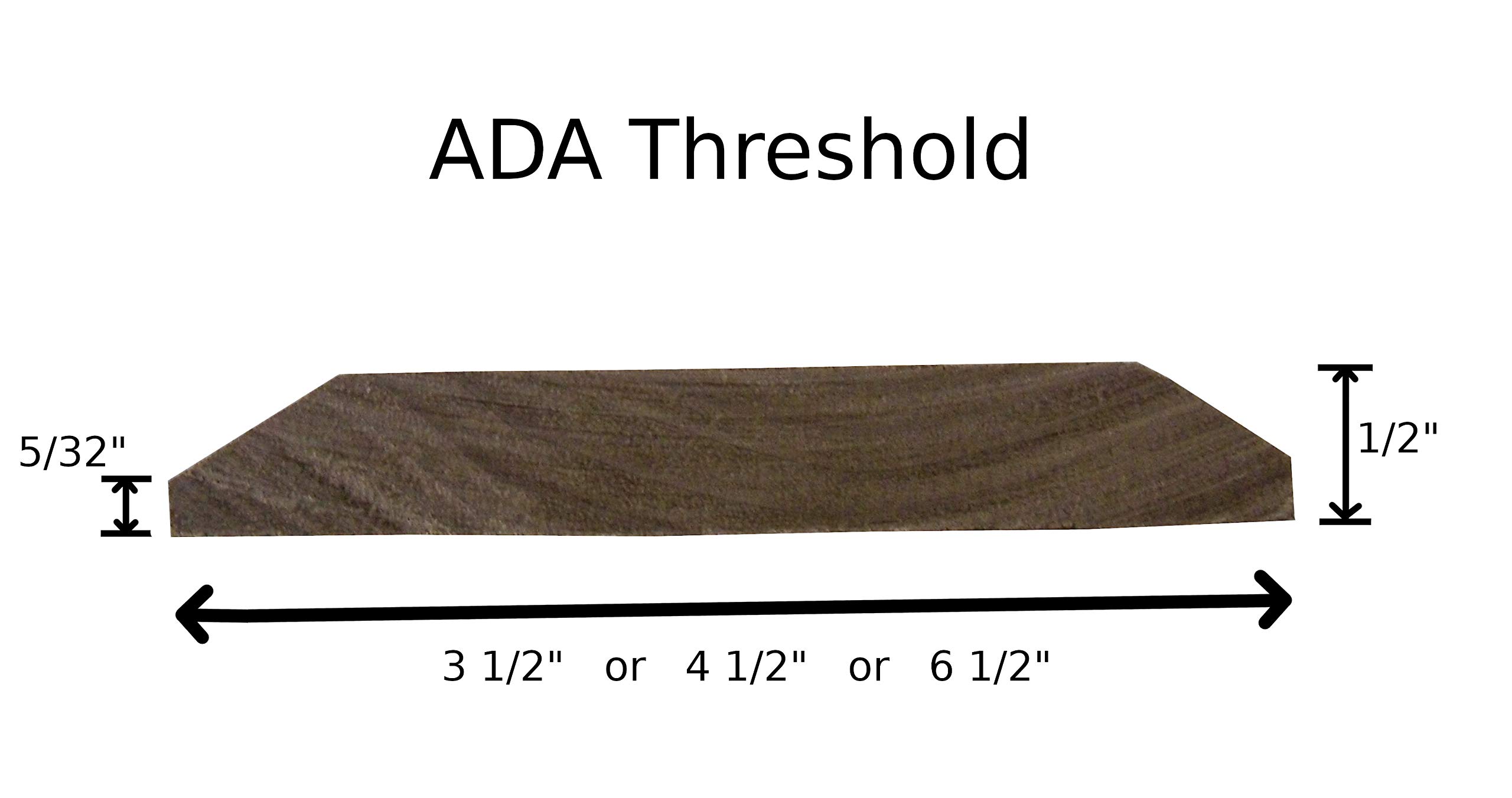 ADA Compliant- ASH 1/2 inch Height Interior Solid Wood Threshold- HBP (4 1/2' x 60