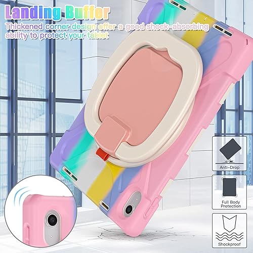 Vista 105 de Funda para iPad (A16) de 11 pulgadas 2025, Aslo para iPad 10 de 10.9 pulgadas 2022, funda resistente a prueba de golpes, soporte giratorio, soporte