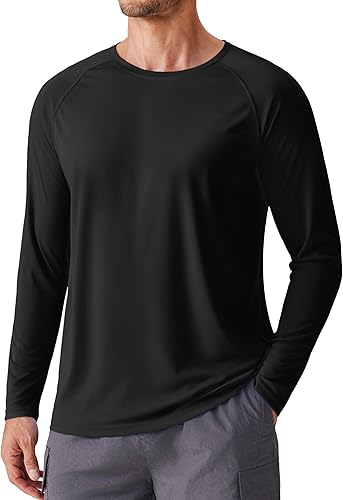 PINSPARK Mens UV Protection Shirts Long Sleeve Fishing Shirts Camo Rash Guard Swim Shirt Quick Dry Athletic Workout Tshirts