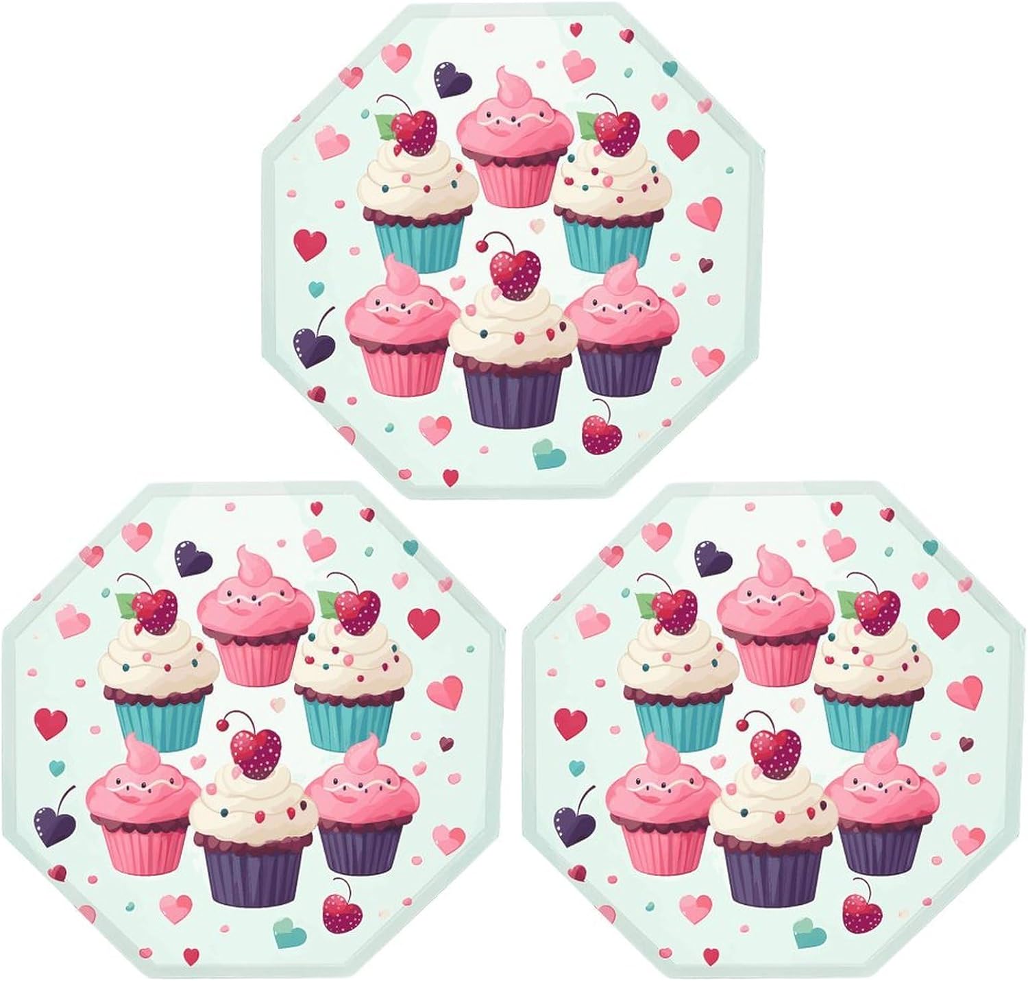 Ctagon Metal Sign for Home, Modern Display Plate for Kitchen, Cupcake Candy Hearts Sweet Plates Accent Hanging Wall Decorations 3PCS for Living Room, Bedroom, Hallway, Hotel