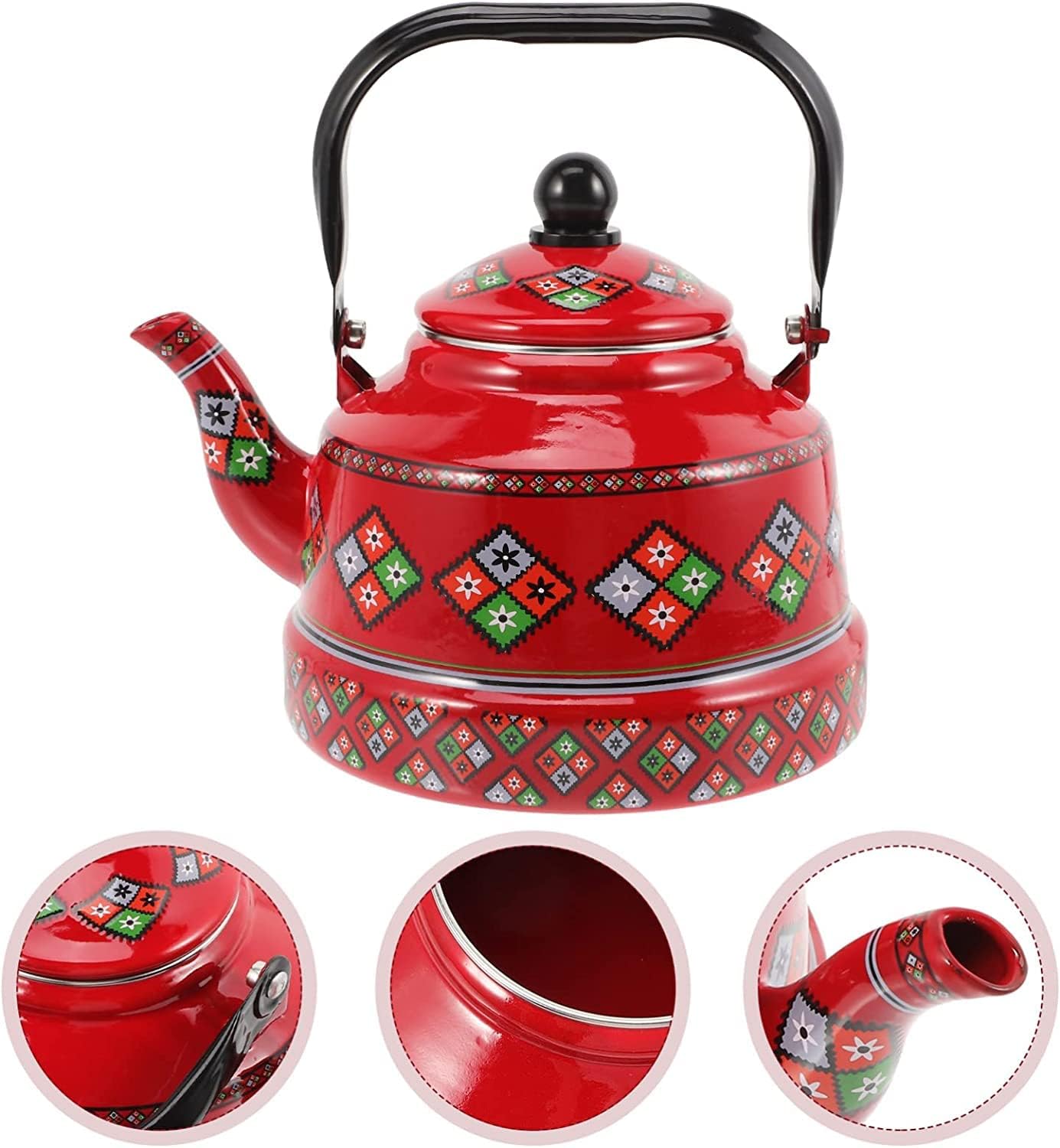 Stainless Steel Whistling Tea Kettle Enamel Tea Kettle Vintage Stovetop Tea Pot Hot Water Boiling Kettle with Handle Gas Cooker Kettle Coffee Pot 1.7L (Color : C)