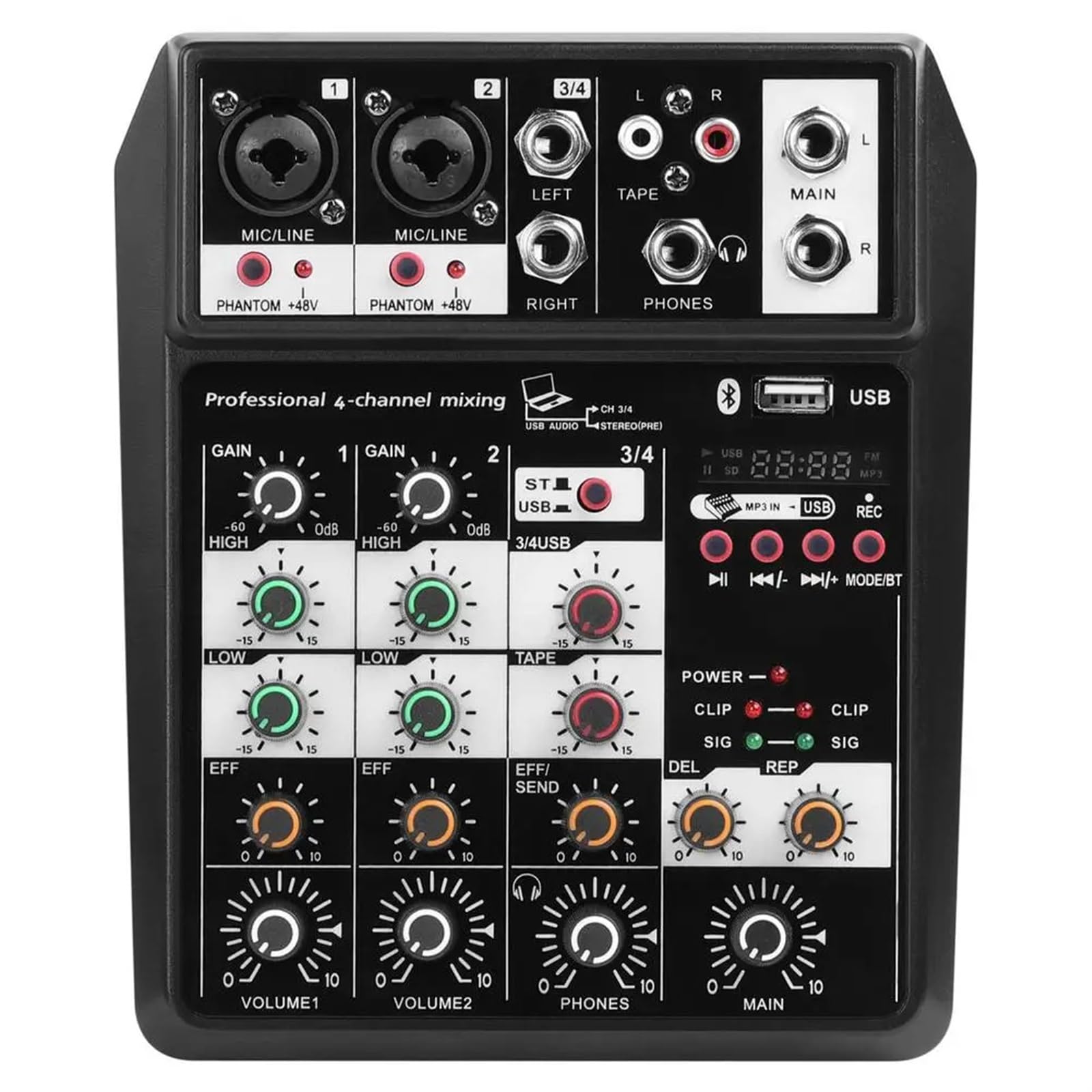 Controlador de DJ, Consola mezcladora de Audio inalámbrica con, micrófono portátil, consola sonido, interfaz USB, mezclador Dj