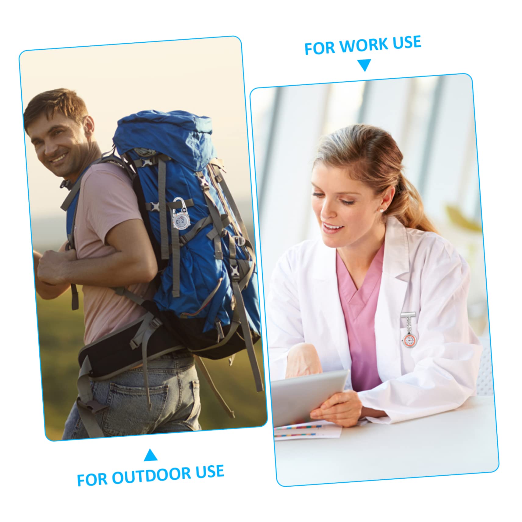 LIFKOME 2stücke Pack Digitale Taschenuhr Mit Karabinerclip Leuchtend Für Krankenschwestern Outdoor Bergsteigen Camping Kompass Stiftdesign Rostfrei Leicht Tragbar Für Einsatz