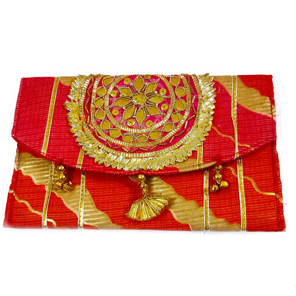 avanti creations Traditional Embroidered Leheriya Gotapatti Potli Purse for Women with Zipper, Potli Bags for Return Gifts, Potli Pouches for Baby Shower,-picture-29