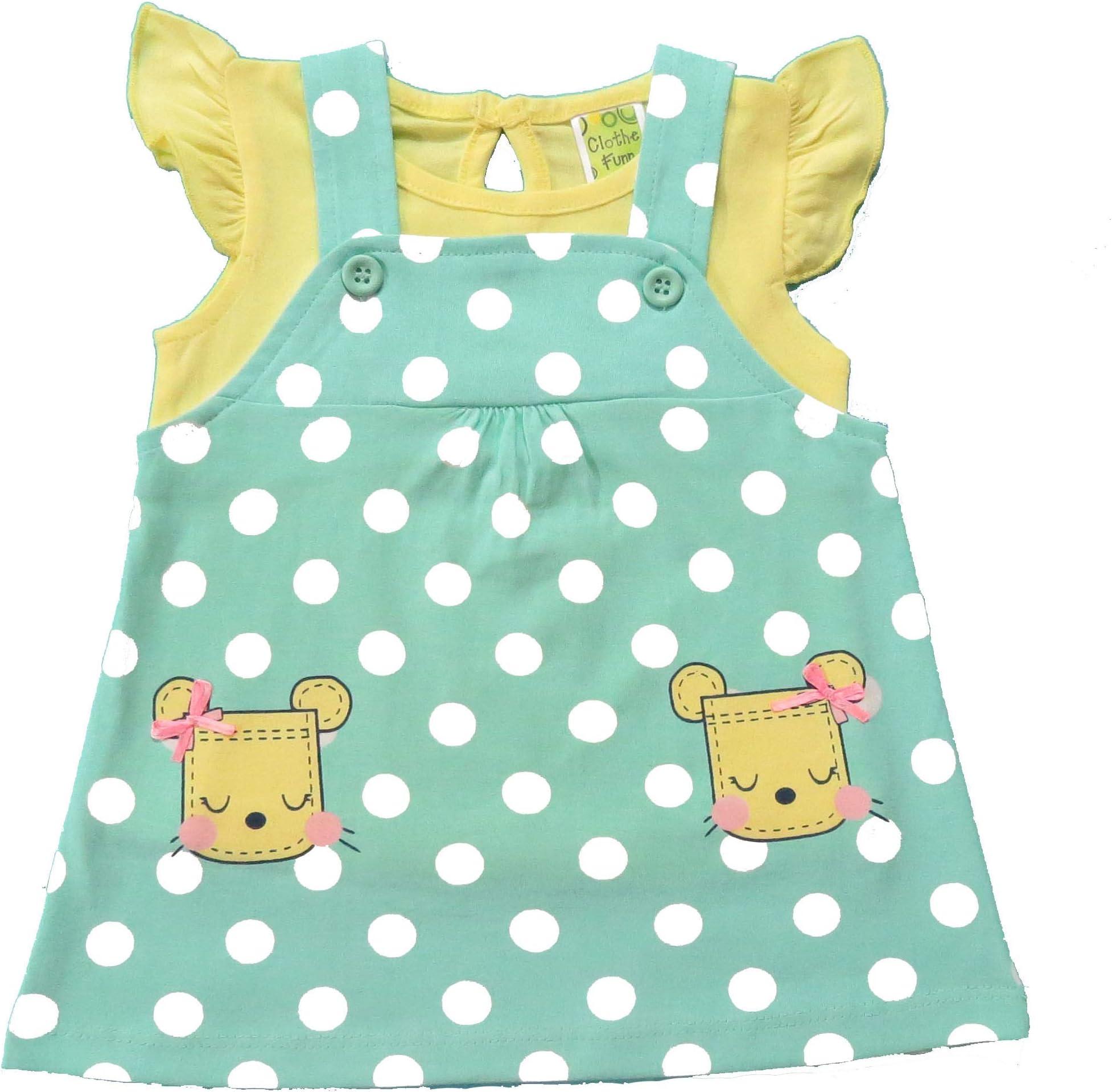 Clothe FunnBaby Girls Full Sleeves Dress (6-9 Months, Combo:-2, Navy & Yellow (Pack of 2))